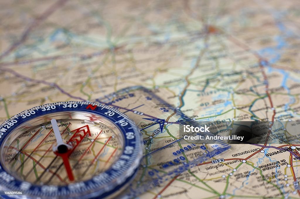 Compass and map - Royalty-free Bússola Foto de stock