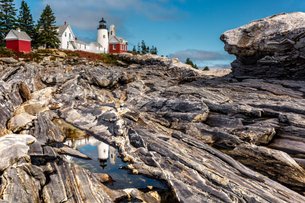 メイン州のピマクイッド ・ ポイント - pemaquid peninsula lighthouse maine pemaquid point ストックフ�ォトと画像