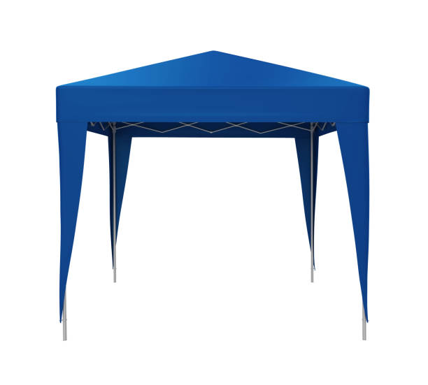 tenda a baldacchino blu isolata - canopy foto e immagini stock