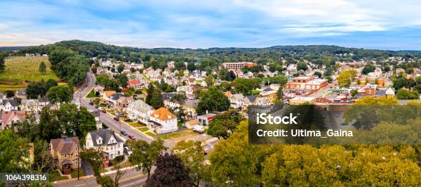 Aerial Cityscape Of Dover New Jersey Stock Photo - Download Image Now - New Jersey, Residential District, Morris County