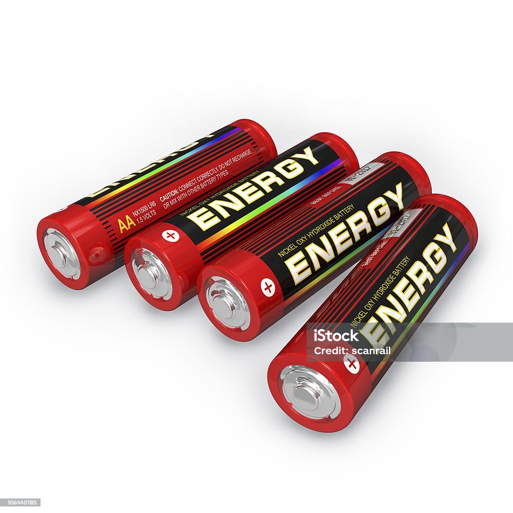 Quatro baterias AA - Foto de stock de Alcalino royalty-free