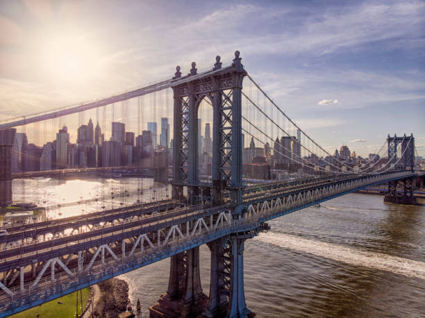 istock Manhattan Bridge at Sunset with buildings in the background 1064407834