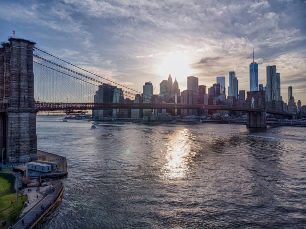 istock Brooklin Bridge at sunset in New York 1064407842