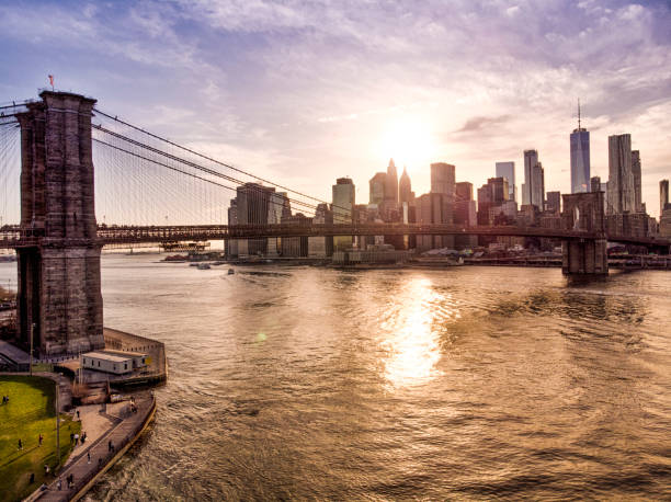 istock Brooklin Bridge at sunset in New York 1064407882