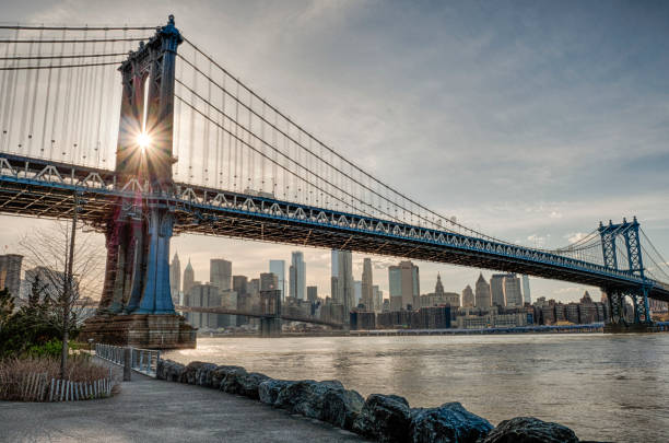 istock Manhattan Bridge at Sunset with buildings in the background 1064407898