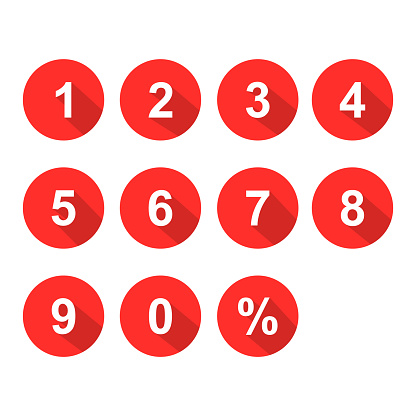 numbers set red white color vector