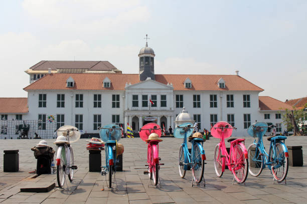 The colorful bicycles at Kota Tua (Old Town), a major tourist attraction in the city stock photo