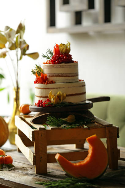 istock Festive cake with autumn decor 1064424336