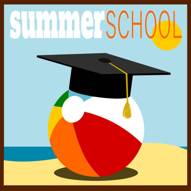 sommerschule - beach ball toy inflatable red stock-grafiken, -clipart, -cartoons und -symbole