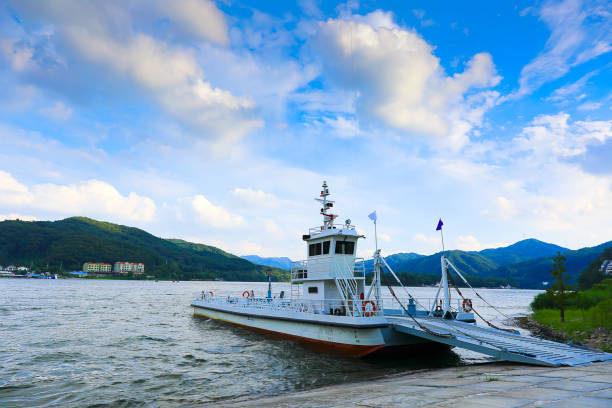 Ferry boat to Nami Island,South Korea stock photo