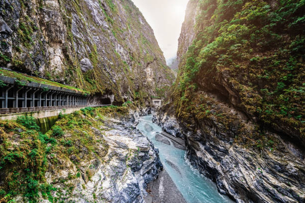 Taroko National Park with its famous marble gorge, Liwu River, the tunnel of nine turns, and stunning landscape on Taiwan's famous east coast. Taroko National Park, Hualien County, Taiwan, Asia