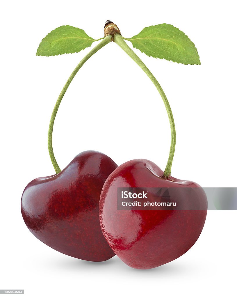 Pair of heart-shaped sweet cherries  Cherry Stock Photo