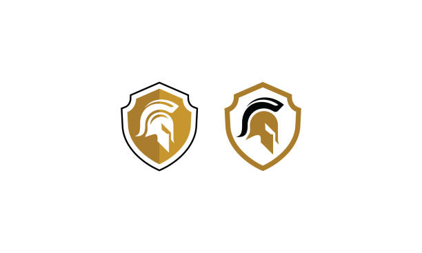 spartan logo symbol vektor - helmet stock-grafiken, -clipart, -cartoons und -symbole