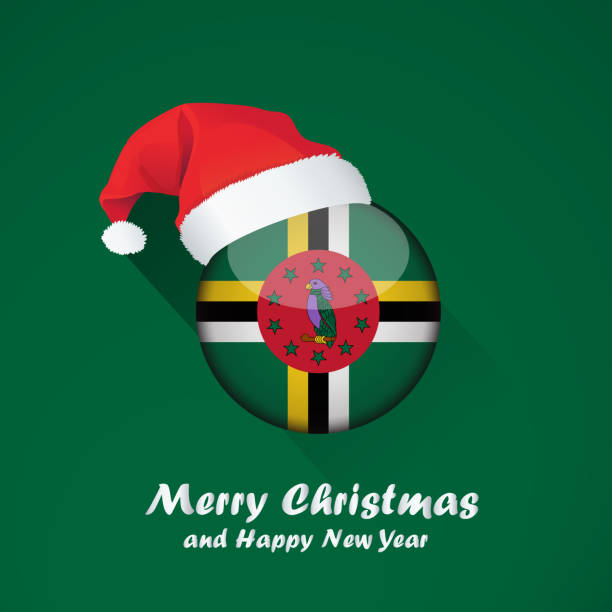 istock Merry Christmas and happy new year background design with glossy round Flag 1064452174