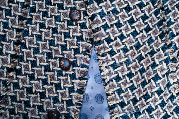 textura, fondo. chaqueta femenina en una resumen de la célula. azul beige marrón - 16747 fotografías e imágenes de stock