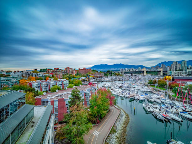 istock elevated view of  many vessels moored on false creek 1064453900