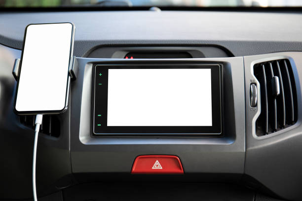 istock touch phone and multimedia system with isolated screen in car 1064460630