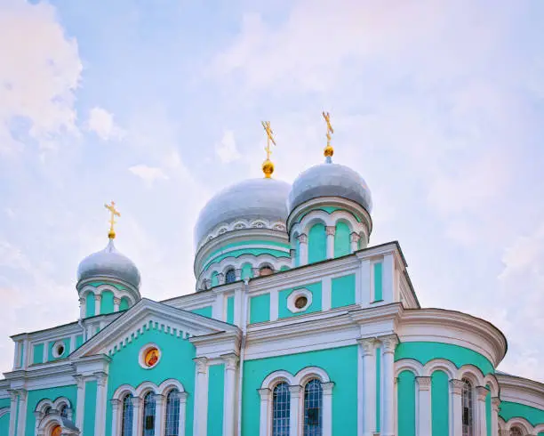 Cupola of Holy Trinity Seraphim Diveevo monastery in Diveevo in Russia.