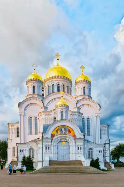 Domes of Holy Trinity Seraphim Diveevo monastery at Diveevo in Russia.