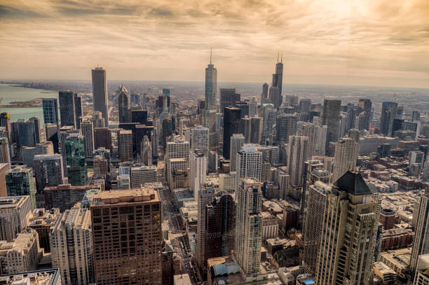 istock Chicago south skyline at sunset 1064475448