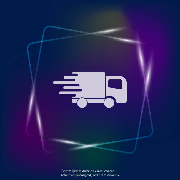 ilustrações de stock, clip art, desenhos animados e ícones de the car is going at high speed, vector neon light icon. a symbol of fast delivery of cargo by a logistics company. layers grouped for easy editing illustration. for your design. - van white truck vector
