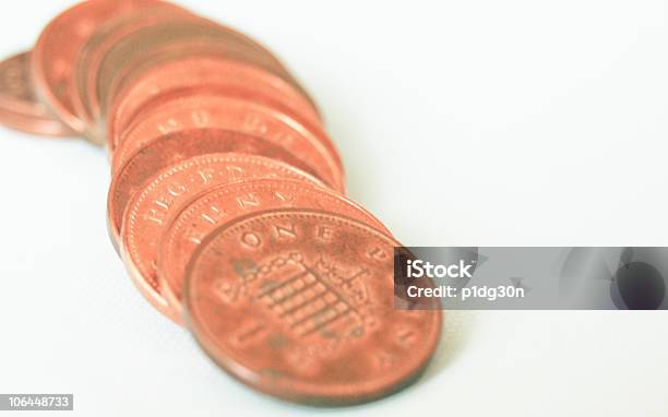 Toppled Pennies Stock Photo - Download Image Now - British Coin, British Currency, Coin