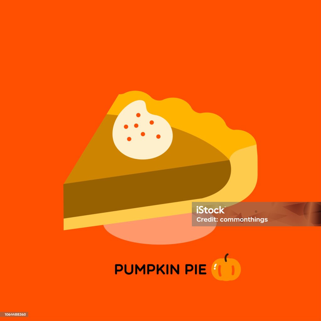 PUMPKIN PIE Pumpkin pie, a dessert pie with spiced, based pumpkin custard filling. Pumpkin pie is a symbol of harvest time. Sweet Pie stock vector