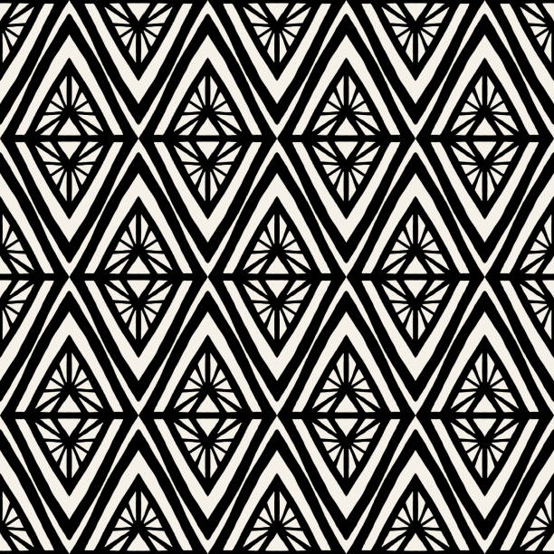 geometrische muster vektor nahtlos. abstrakte moderne raute textur. monochrome linie hintergrund für tapete, textil, stoff, verpackung papier oder web-design. - polynesian culture stock-grafiken, -clipart, -cartoons und -symbole