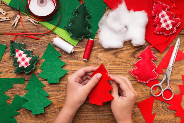 istock Making of handmade christmas toys from felt 1064504540