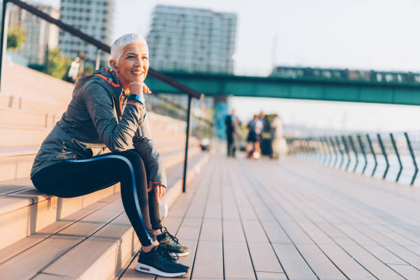 istock Athletic senior woman resting 1064507600