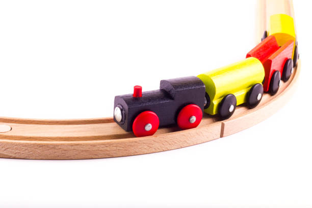 istock Colorful wooden toy train, isolated on white background 1064510606