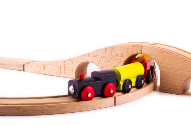 istock Colorful wooden toy train, isolated on white background 1064510616