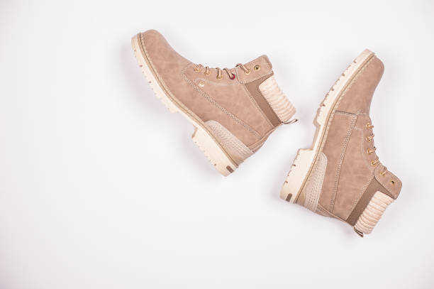 istock Beige Suede Boots Perfect for Autumn Hiking 1064514926