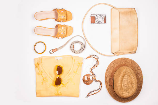 istock Flat Lay of Elegant Yellow Summer Outfit 1064515190