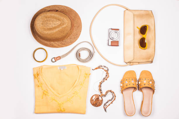 Flat Lay of Elegant Yellow Summer Outfit
