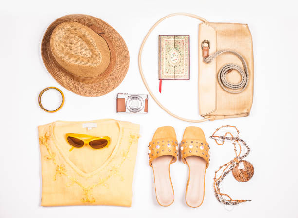 istock Flat Lay of Elegant Yellow Summer Outfit 1064515200