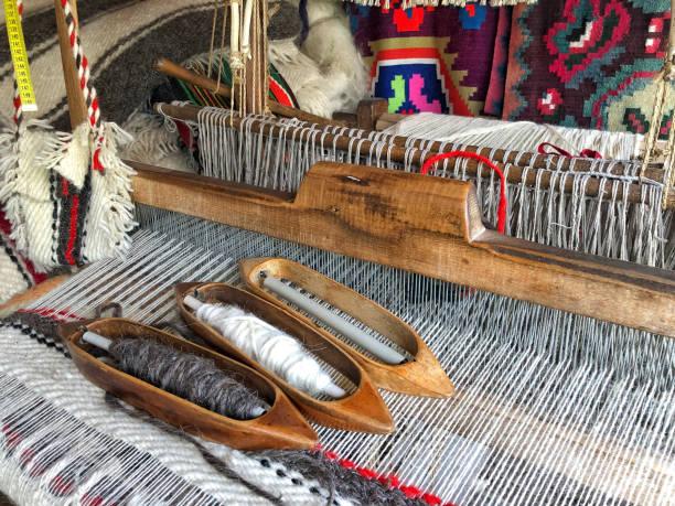 istock closeup of a manual carpet loom 1064516716