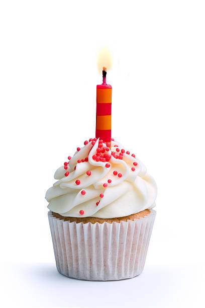 день рождения кекс - candle candlelight red burning стоковые фото и изображения