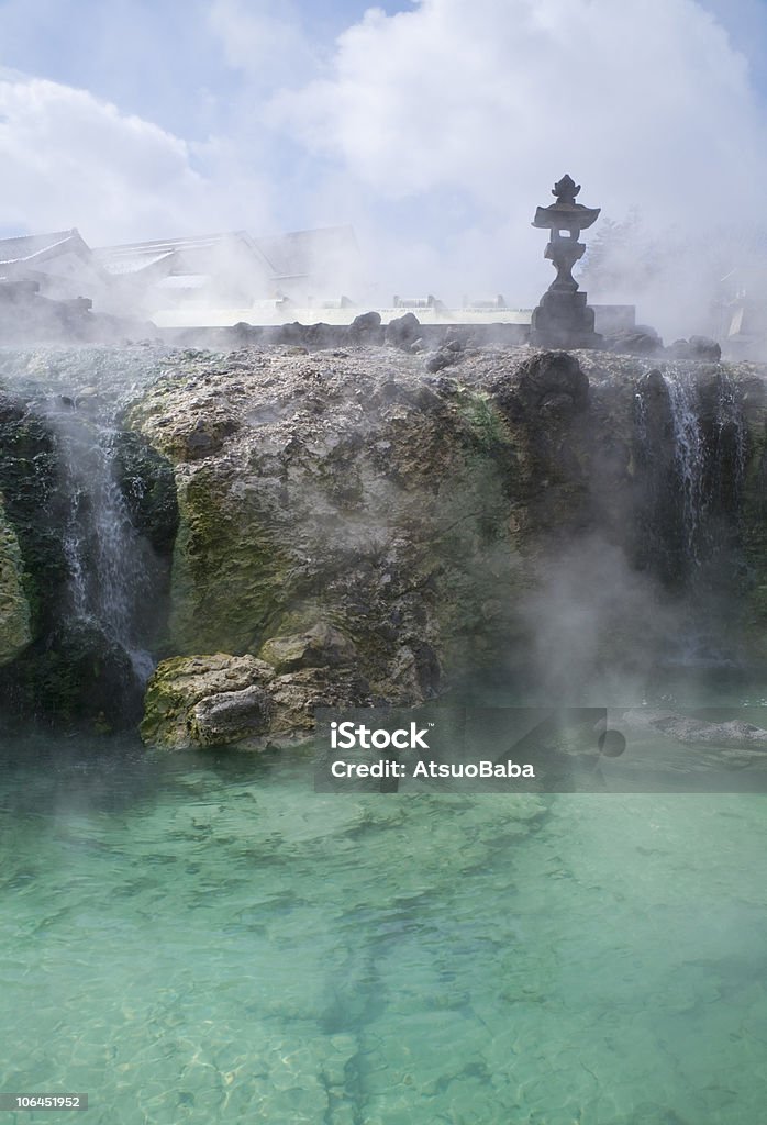 Japanese Hot Spring/Onsen.  Blue Stock Photo