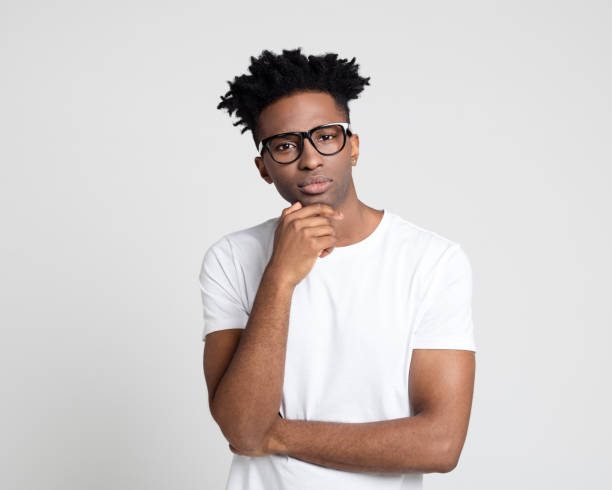istock Pensive afro american guy with eyeglasses 1064530116