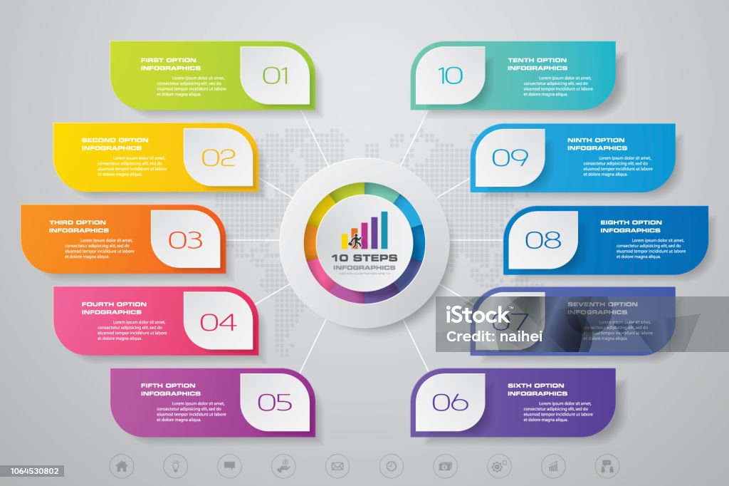 Modernized Step Graph 10 Steps Modern Chart Infographics Elements Vector Illustration Stock ...