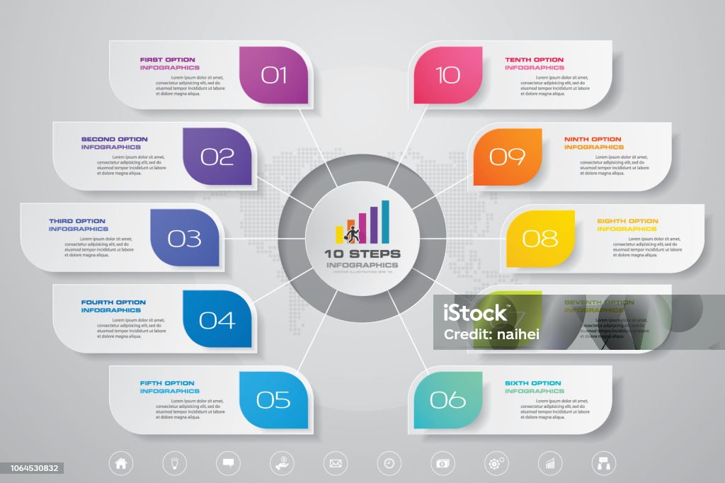 Modernized Step Graph 10 Steps Modern Chart Infographics Elements Vector Illustration Stock ...
