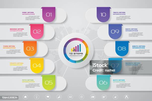 Modernized Step Graph 10 Steps Modern Chart Infographics Elements Vector Illustration Stock ...