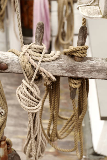 istock Rigging and knots on a vintage ship 1064532680