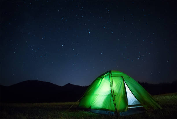 Free Stock Photo of Green Tent in Field Under Night Sky | Download Free ...