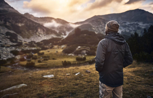 istock Traveling alone in the mountains at sunset 1064536514
