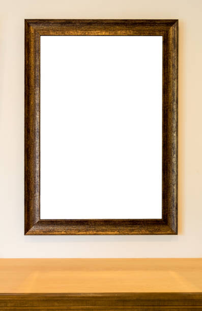 istock The blank wooden picture frame on the wall 1064539252