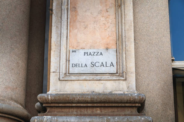 istock street sign in Piazza della Scala, pedestrian central square 1064542546