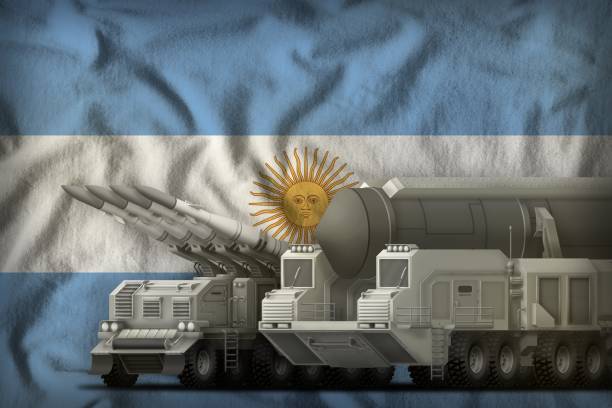 istock Argentina rocket troops concept on the national flag background. 3d Illustration 1064544474