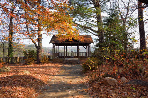 Überdachten Pavillon mit Blue Ridge Mountain View Tallulah Falls Georgien – Foto